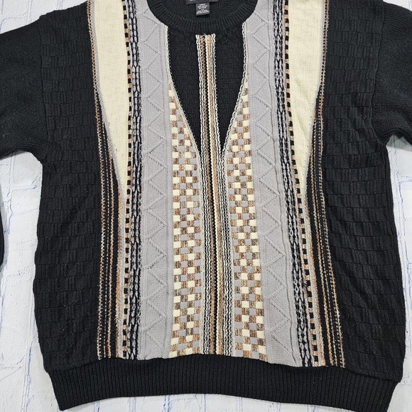 Vintage Barrage Sweater Black Gray Crew Neck Pullover Coogie Style MENS SZ L - Picture 2 of 7